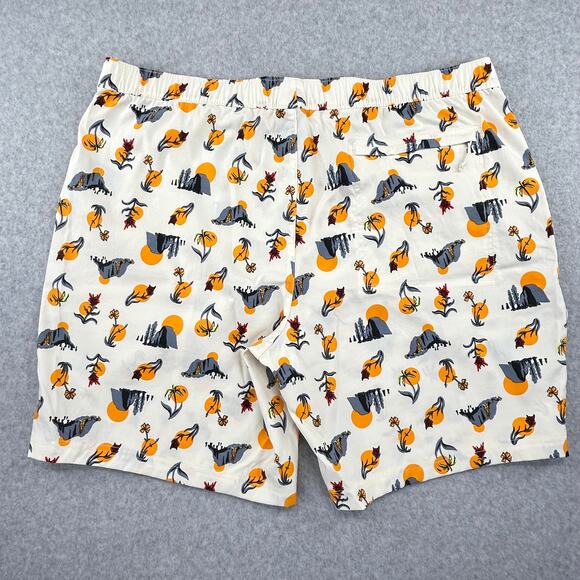 North Face Class V Swim Shorts Mens 2XL Vtg Cream Valley Sun Print AOP Pull On - Picture 3 of 13